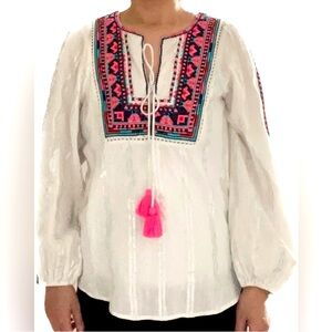 Figue Caraiva Top White Metallic Multicolor Top S